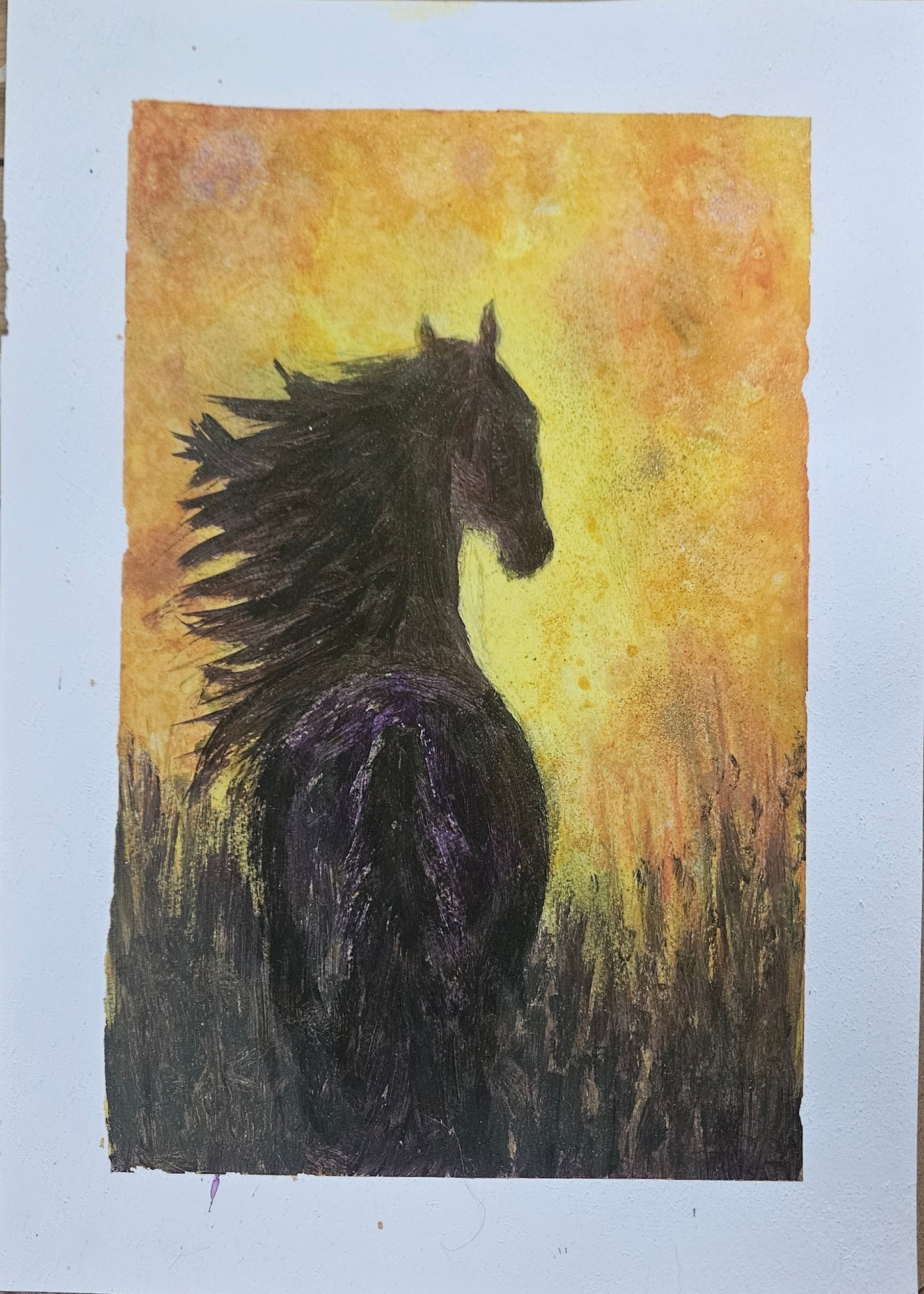 Original painting "When everything becomes still" A3 paper