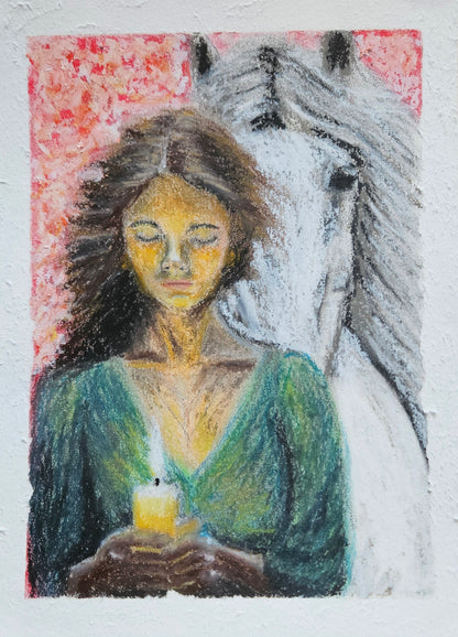 Original tegning "Støttet" 24x32 cm