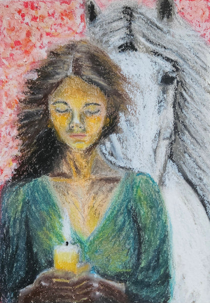 Original tegning "Støttet" 24x32 cm
